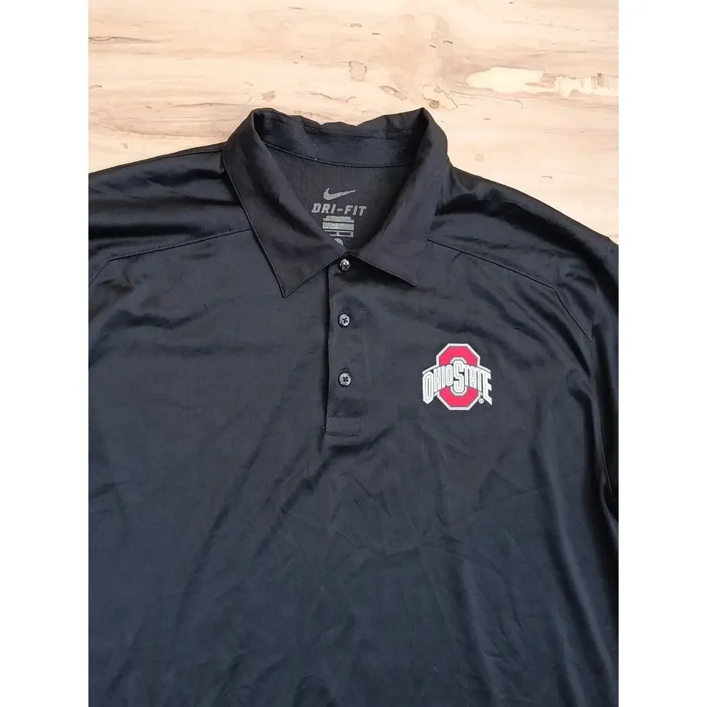 Nike Ohio State Buckeyes Dri-FIT Polo Shirt Men's Large Black Performance